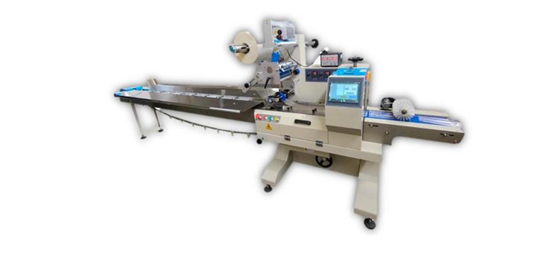 Máquina Flow Pack 320 referencia E-AFP450RI para empaque industrial de frutas grandes y productos diversos